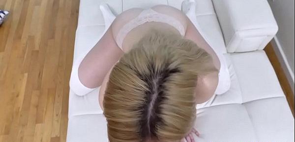  Blonde whore Katie Kush choking on a huge shaft as she sucks and slobbers
